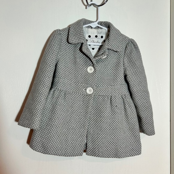 Cherokee Girls Gray Patterned Coat Jacket Toddler Outerwear Cute Outfit - Picture 1 of 3